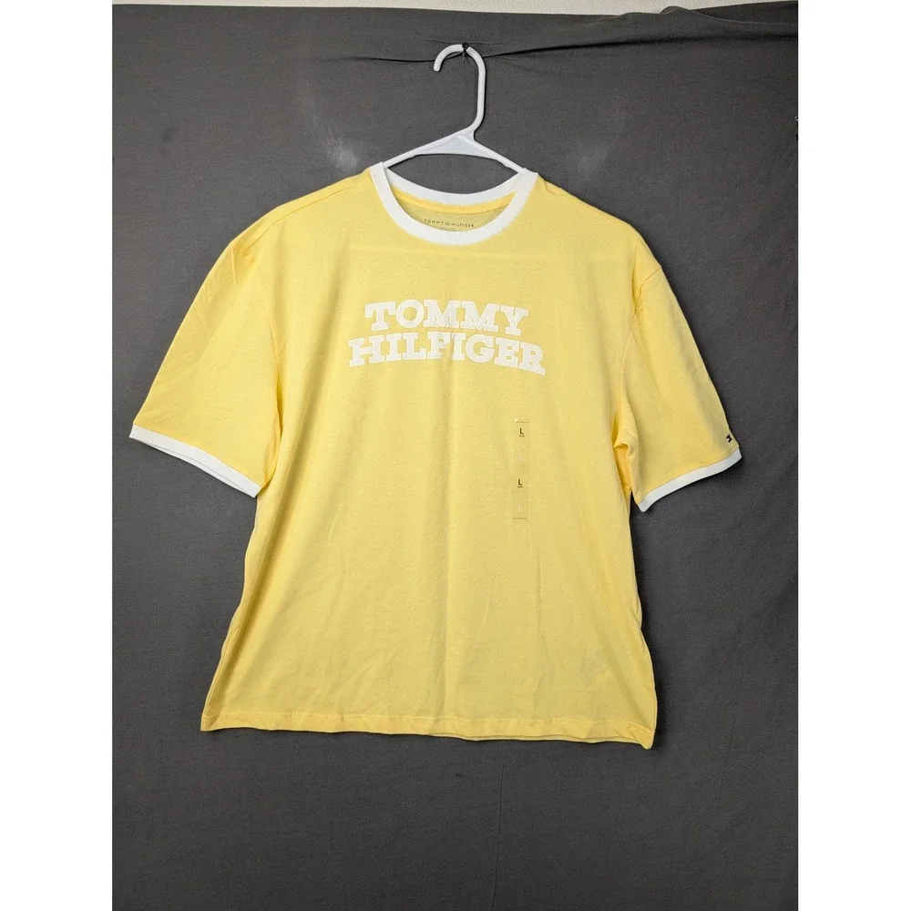 Tommy Hilfiger Mens Ringer T-Shirt Yellow Size Large